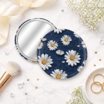 Cermin Bulat Daisies Bloom Pattern | Kaca Cermin Make Up Mini Cermin Bulat Daisies Bloom Pattern | Kaca Cermin Make Up Mini